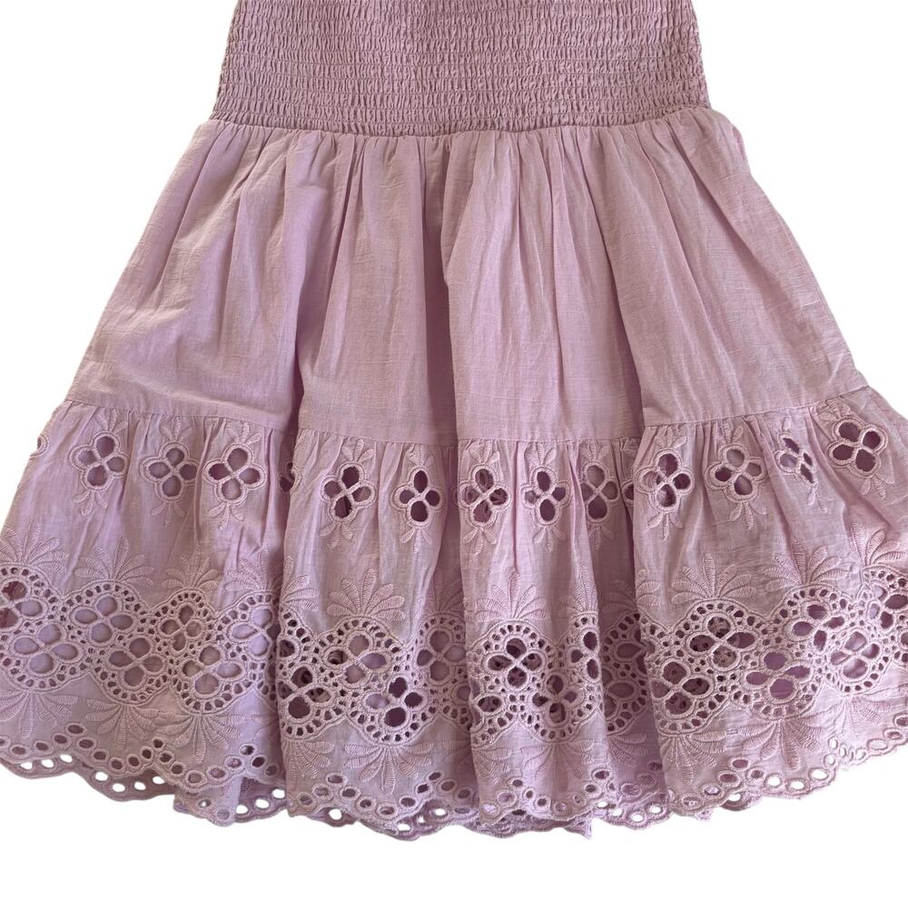 Lovers + Friends x Jetset Christina Dallas Lavender Eyelet Smocked Mini Dress XS - Picture 8 of 10